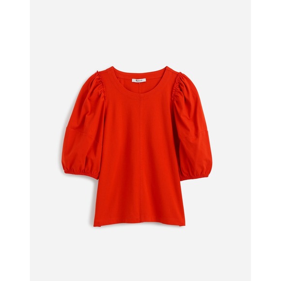 Madewell Tops - Madewell Puff Sleeve Short Sleeve‎ Crew Neck Tee Orange/Red Medium New With Tags